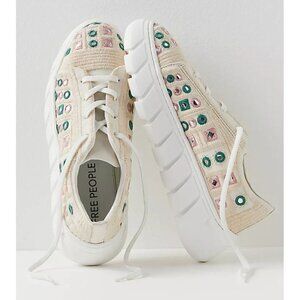 FREE PEOPLE Catch Me If You Can Crochet Sneakers Shoes/ White Mirror Combo
